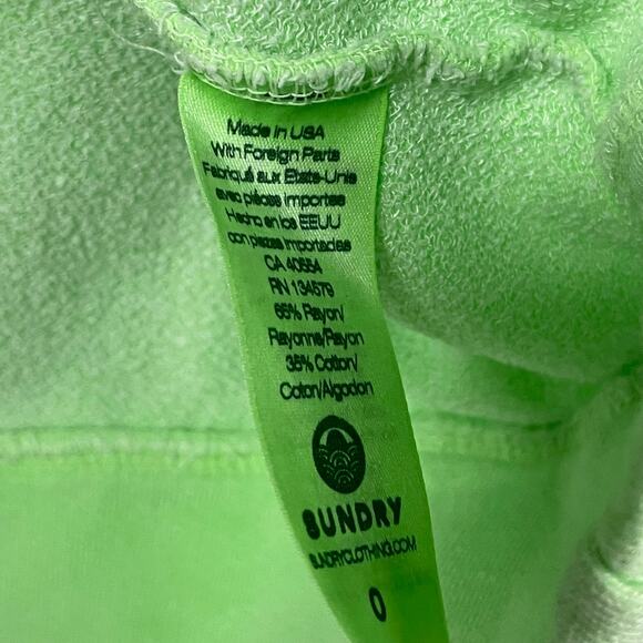 Revolve Sundry Basic Hoodie in Pop Lime Green Size 0 / US Womens XS - Picture 7 of 8